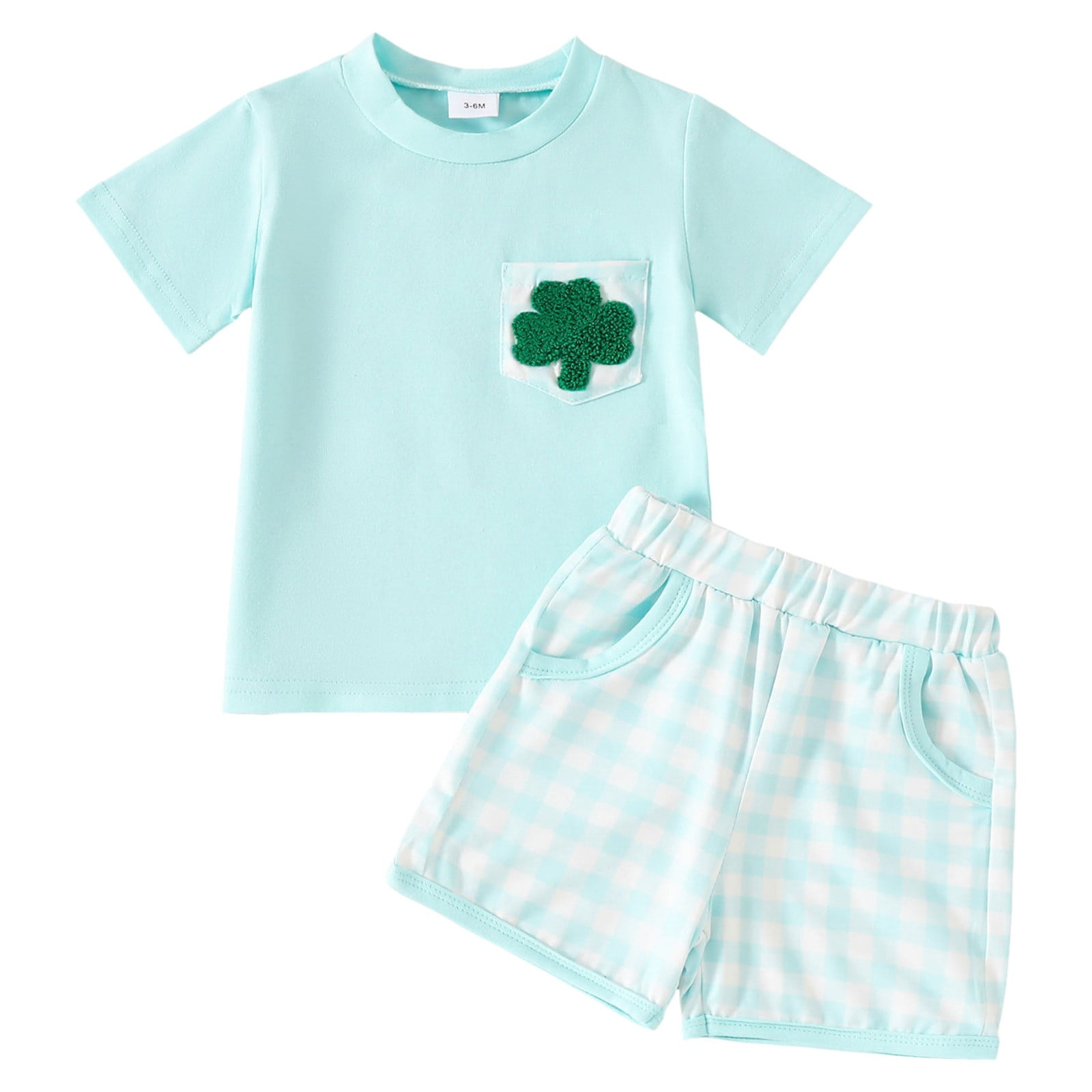 LuLu BeBe Toddler Boys Blue Shorts with Smocked Pumpkin Trucks Shirt main image 0