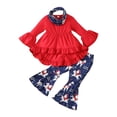 thumbnail image 1 of Rrunsv Toddler Baby Girl Clothes Baby Girl Outfits Long Sleeve Tops Pants Scarf 3pcs Outfits 0-18 Months Baby Girl Fall Clothes Blue,4-5 Years, 1 of 6