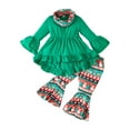 thumbnail image 1 of Rrunsv Toddler Girls Outfits 3PCS Print Tunic Drees Shirt Pants Set Legging Fall Winter Clothes Child Kids Baby Comfy Dailywear Girl Essentials(Green,18-24 Months), 1 of 5