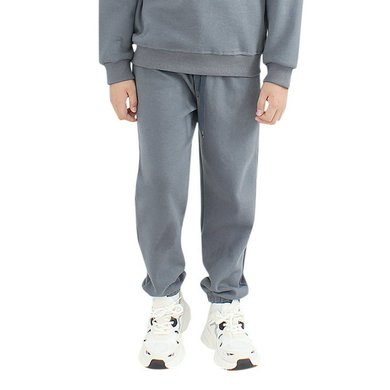 Rrunsv Uniform Pants for Boys Boy s Cargo Pants Drawstring Elastic Waist Joggers School Trousers Dark Gray 140 Walmart