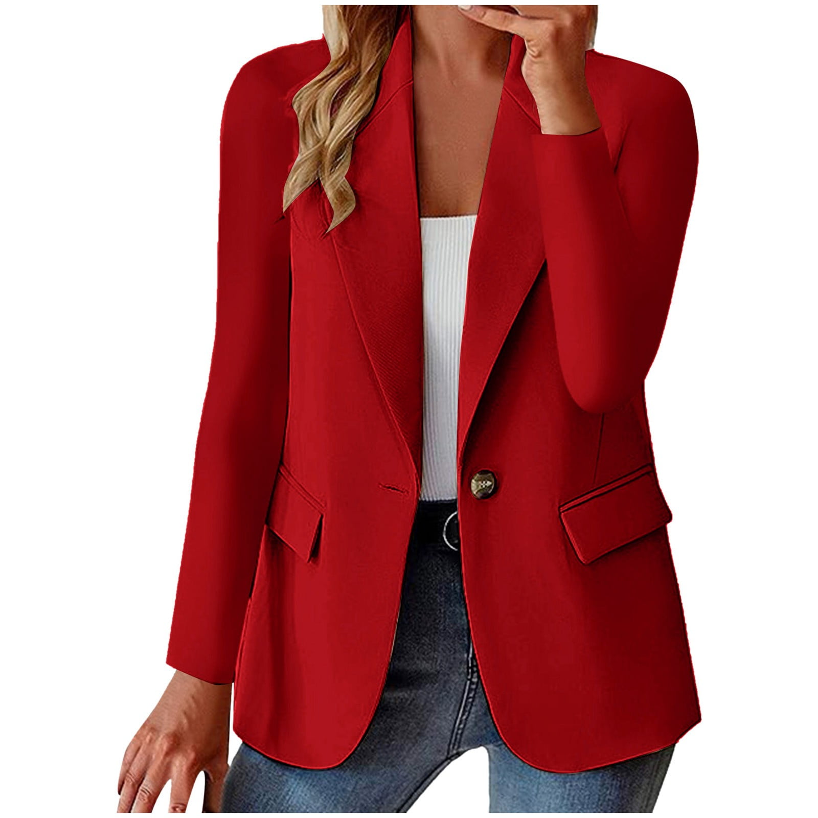 Rrunsv Winter Coats for Women Elegant Business Office Work Women Lady Solid  Button Suit Jacket Coat Outwear Blazer Jackets for Women Red,3XL -  Walmart.com