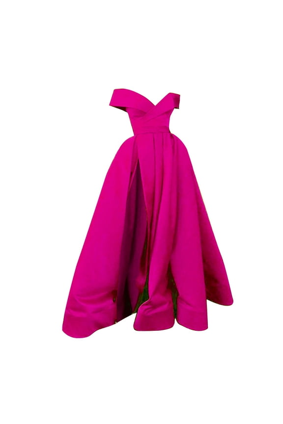 Women'S Formal Dresses Women Sleeveless Off Shoulder Split Evening Long Dress Hot Pink,M