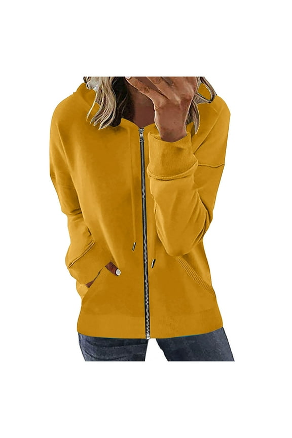 Women's Full-Zip Polar Fleece Jacket Womens Jackets Trendy Warm Sweaters Yellow,2XL