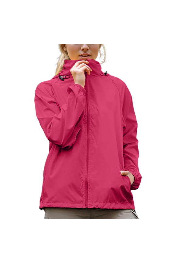 Women's Full-Zip Polar Fleece Jacket Womens Jackets Trendy Soft Shell Jacket Womens Hot Pink,2XL