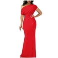 thumbnail image 1 of Rrunsv Womens Dresses for Wedding Guest Women's Dress One Shoulder Spaghetti Strap Backless Ruched Summer Bodycon Dresses Red,XXL, 1 of 5