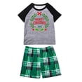 thumbnail image 1 of Rrxhxhs 2026 Merry Christmas Matching Pajamas Set Wreath Print Crew Neck Raglan Sleeve Sleepwear Short-Sleeve Plaid Shorts Set, 1 of 6
