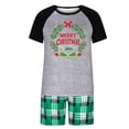 thumbnail image 1 of Rrxhxhs 2026 Merry Christmas Matching Pajamas Set Wreath Print Crew Neck Raglan Sleeve Sleepwear Short-Sleeve Plaid Shorts Set, 1 of 5