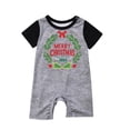 thumbnail image 1 of Rrxhxhs 2026 Merry Christmas Matching Pajamas Set Wreath Print Crew Neck Raglan Sleeve Sleepwear Short-Sleeve Romper,12M, 1 of 6