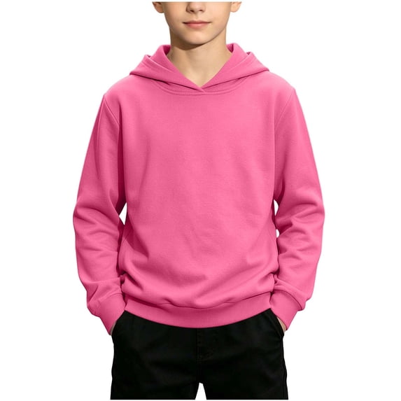 Rrxhxhs Boys Hoodies Fall Winter Solid Color Long Sleeve Loose Casual Hooded Sweatshirts for School,12-13 Years