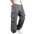 thumbnail image 1 of Rrxhxhs Cargo Pants for Men Fall Winter Solid Color Corduroy Drawstring Elastic Waist Loose Casual Joggers with Flap Pockets,2XL, 1 of 9