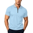 thumbnail image 1 of Rrxhxhs Golf Shirts for Men Geometric Trim Collared Quarter Zip Short Sleeve Breathable Casual Tops,XL, 1 of 6