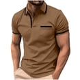 thumbnail image 1 of Rrxhxhs Golf Shirts for Men Summer Contrast Trim Collared 3-Button Short Sleeve Breathable Casual Tops with Chest Pocket,L, 1 of 9
