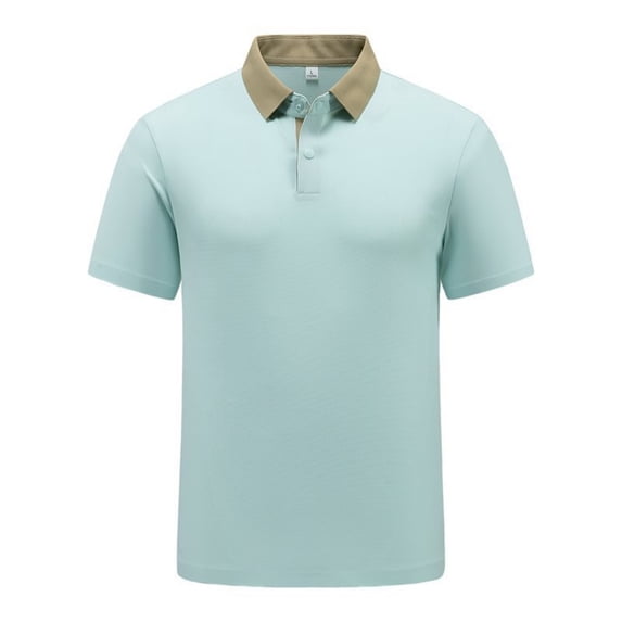 Rrxhxhs Golf Shirts for Men Summer Fashion Contrast Collared 2-Button Short Sleeve Leisure Thin Ice Silk Business Casual Tops,L