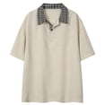 thumbnail image 1 of Rrxhxhs Golf Shirts for Men Summer Plaid Spliced Collar Short Sleeve Lightweight Casual Tops,L, 1 of 8