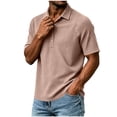 thumbnail image 1 of Rrxhxhs Golf Shirts for Men Waffle Grid Textured Collared 5-Button Short Sleeve Breathable Casual Tops,2XL, 1 of 5
