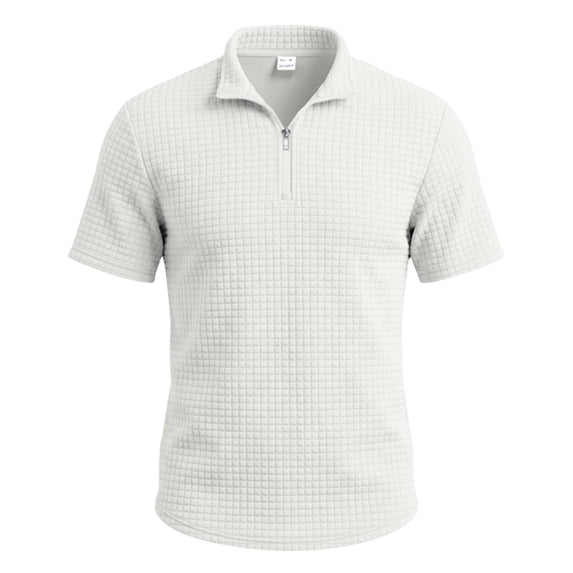 Rrxhxhs Golf Shirts for Men Waffle Grid Textured Collared Quarter Zip Short Sleeve Breathable Casual Tops,3XL