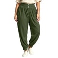 thumbnail image 1 of Rrxhxhs Harem Pants for Women Plus Size Solid Color High Waist Double Button Loose Casual Joggers with Pockets, 1 of 9