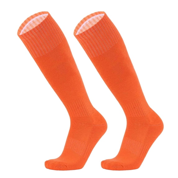 Rrxhxhs Knee High Socks for Girls Solid Color Stretchy Breathable Athletic Soccer Socks,Orange,6-14 Years