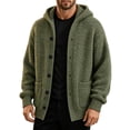 thumbnail image 1 of Rrxhxhs Mens Cardigan Solid Color Button Front Long Sleeve Loose Casual Hooded Knitted Sweater Cover Up with Pockets, 1 of 6