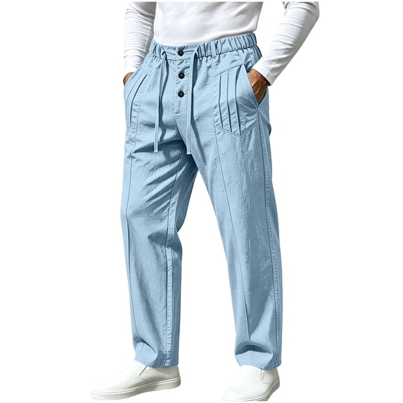 Solid Vcolor Rrxhxhs Mens Chinos Pants Solid Color Cotton Linen Drawstring Elastic ...