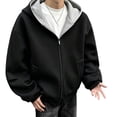 thumbnail image 1 of Rrxhxhs Mens Zip Up Hoodie Oversized Contrast Lined Long Sleeve Loose Casual Hooded Jacket Sweatshirt with Side Hand Pockets,3XL, 1 of 7