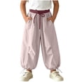 thumbnail image 1 of Rrxhxhs Pants for Girls Color Block Drawstring Elastic Waist Pleated Loose Baggy Casual Joggers with Side Pockets,Pink,4-5 Years, 1 of 6