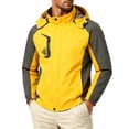 thumbnail image 1 of Rrxhxhs Raincoat for Men Color Block Detachable Hood Long Sleeve Elastic Cuffs Water Resistant Hooded Windbreaker Jacket with Zipper Pockets,Yellow,XS, 1 of 3