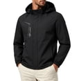 thumbnail image 1 of Rrxhxhs Raincoat for Men Color Block Detachable Hood Long Sleeve Elastic Cuffs Water Resistant Hooded Windbreaker Jacket with Zipper Pockets,Black,L, 1 of 2