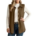 thumbnail image 1 of Rrxhxhs Vest for Women Fashion Solid Color Corduroy Lapel Collar Button Front Loose Casual Sleeveless Jacket,Brown,L, 1 of 9