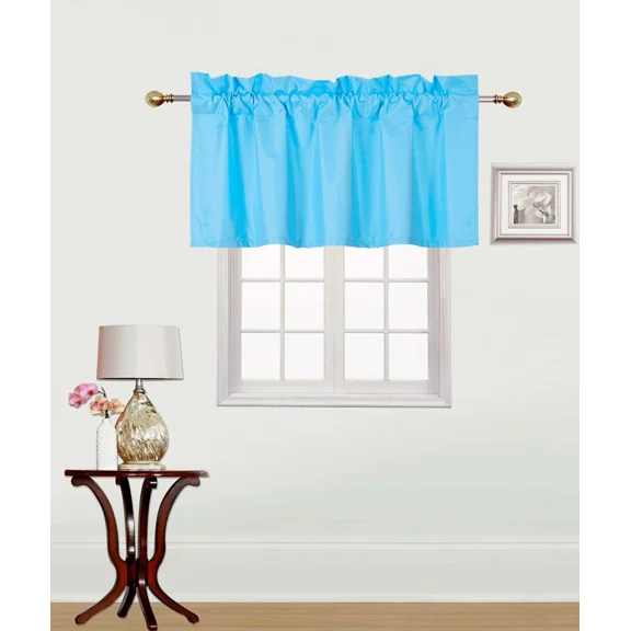Rs9 1-Piece Aqua Blue Swag Straight Insulated Foam Lined Blackout Rod Pocket Window Valance 38"Wx 18"L