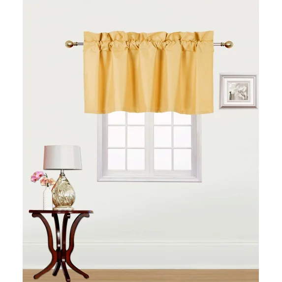 Rs9 1-Piece Gold Swag Straight Insulated Foam Lined Blackout Rod Pocket Window Valance 38"Wx 18"L