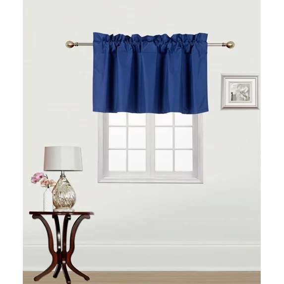 Rs9 1-Piece Navy Blue Swag Straight Insulated Foam Lined Blackout Rod Pocket Window Valance 38"Wx 18"L