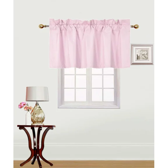 Rs9 1-Piece Pink Swag Straight Insulated Foam Lined Blackout Rod Pocket Window Valance 38"Wx 18"L