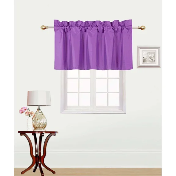 Rs9 1-Piece Purple Swag Straight Insulated Foam Lined Blackout Rod Pocket Window Valance 38"Wx 18"L