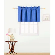 Rs9 1-Piece Royal Blue Swag Straight Insulated Foam Lined Blackout Rod Pocket Window Valance 38Wx 18L
