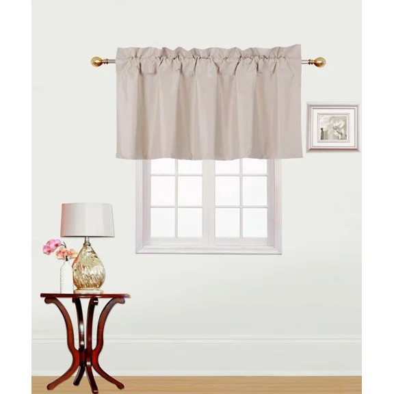 Rs9 1-Piece Taupe Sand Swag Straight Insulated Foam Lined Blackout Rod Pocket Window Valance 38"Wx 18"L