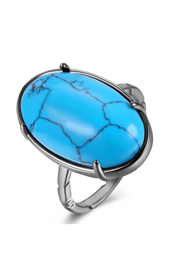 Rse Platinum Plated Black Halo Ring Womens Kallaite Stone Statement Polished Comfort Fit Textured Size 6 B507