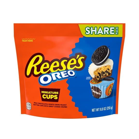 REESE'S OREO® Miniatures Milk Chocolate and White Creme Peanut Butter Cups Candy Share Pack, 9 oz