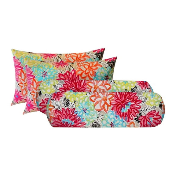 Rsh Decor 20"x12" Artistic Floral Polyester Lumbar Pillow, Stain Resistant 4 Count
