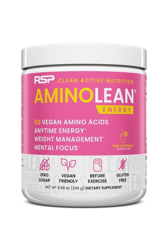 AminoLean Pre Workout Powder with BCAAs, Amino Energy for Lean Muscle, Pink Lemonade