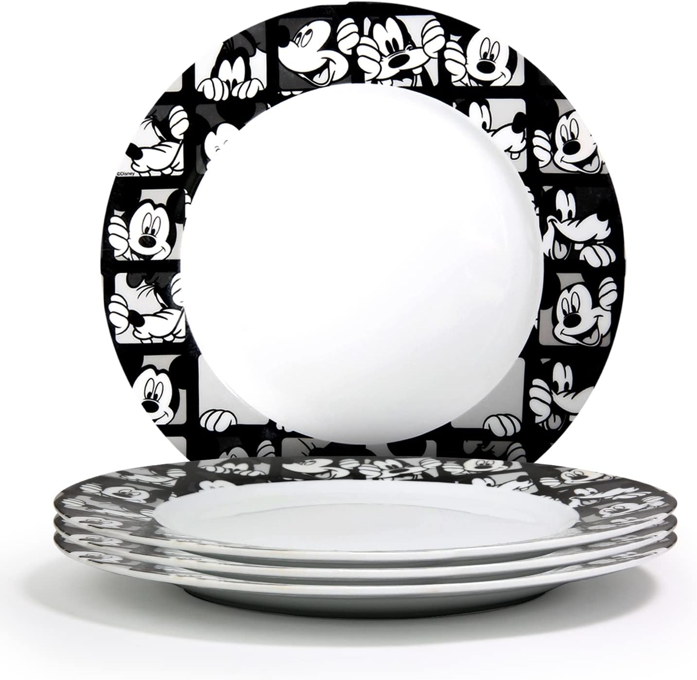 Rsquared Disney Dinner Plates By Zrike Brands Porcelain Black & White