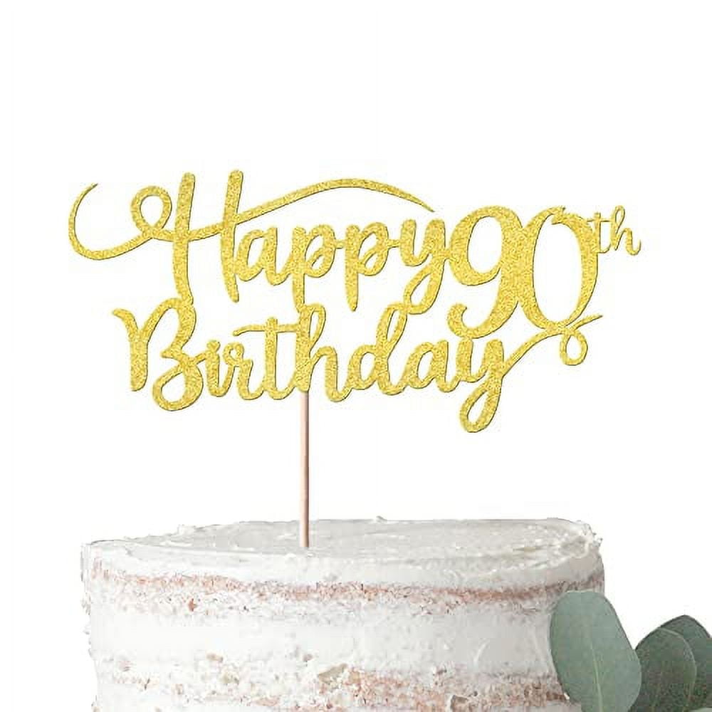 Rsstarxi 1 Pack Happy 90th Birthday Cake Topper Gold Glitter Number 90 Ninety Years Old Birthday Cake Pick Decoration For 90th Birthday Celebrating Anniversary Party Supplies