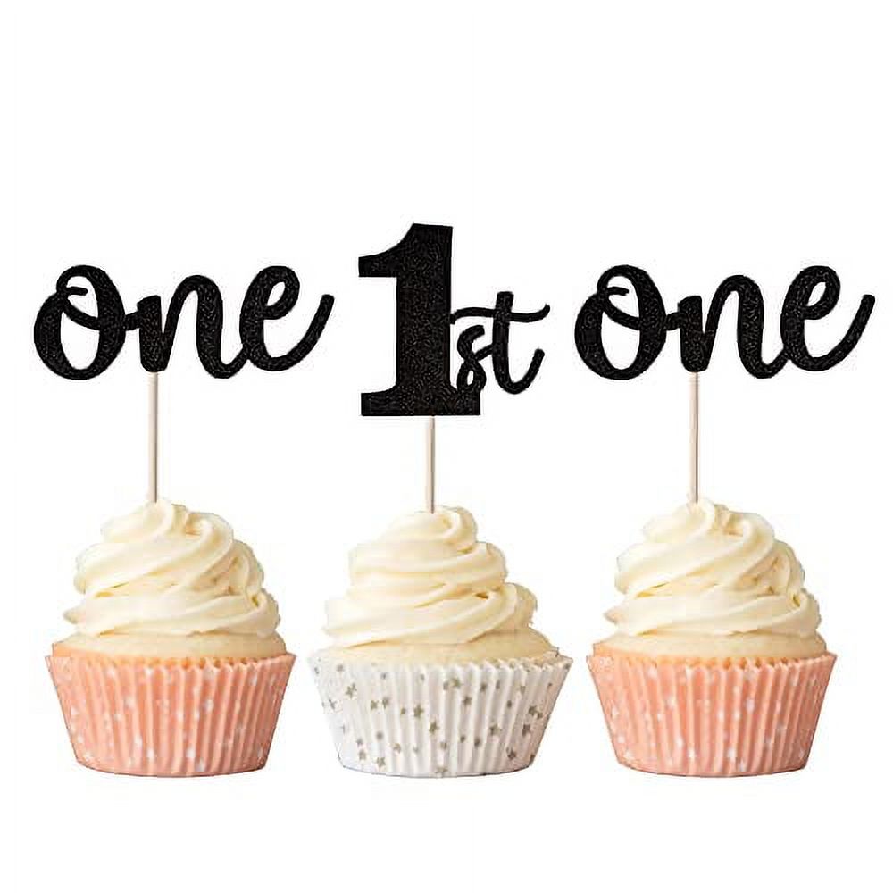 Rsstarxi 24 Pack 1st Birthday Cupcake Toppers Glitter First Birthday ...