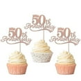 Rsstarxi 24 Pack 50th Anniversary Cupcake Toppers Glitter Cheers To 50