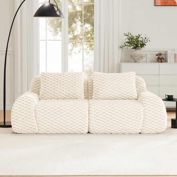 Rstll 82'' Modern Modular Sectional Sofa for Living Room,Oversized 2-Seater Couch with Deep Seat,Buckle connection,Anti-slip Design,Cream