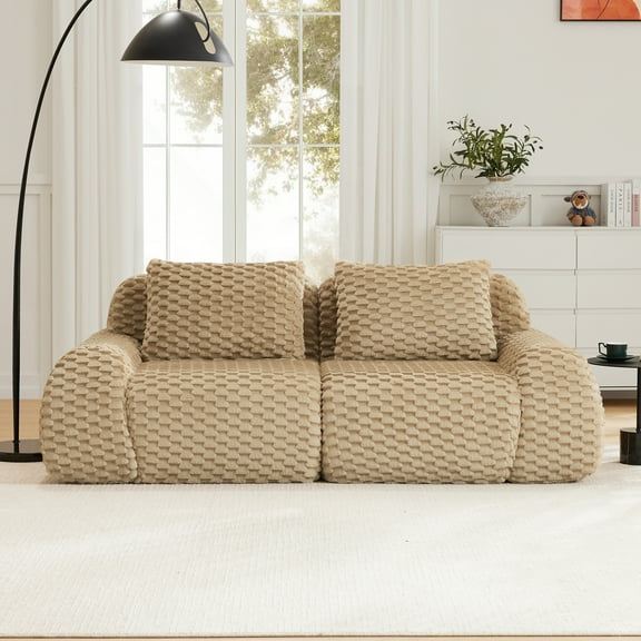 Rstll 82'' Modern Modular Sectional Sofa for Living Room,Oversized 2-Seater Couch with Deep Seat,Buckle connection,Anti-slip Design,Light Camel