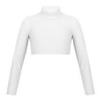 thumbnail image 1 of Rswnyirn Big Girls' Mock Neck Long Sleeve Gymnastics Ballet Dance Crop Top Athletic Top Ivory 6, 1 of 7