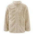 thumbnail image 1 of Rswnyirn Girls Fleece Sherpa Jacket Full Zip Coat Long Sleeve Sweatshirt Outwear Cardigan Overcoat Khaki 120, 1 of 7