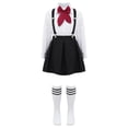 thumbnail image 1 of Rswnyirn Girls School Uniform Outfits Shirt Tops with Suspender Skirt and Bow tie Socks Schoolgirls Type A Black 110, 1 of 6