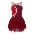 thumbnail image 1 of Rswnyirn Girls Sparkly Rhinestone Figure Ice Skating Dress Mesh Splice Lyrical Ballet Gymnastics Red 8, 1 of 7